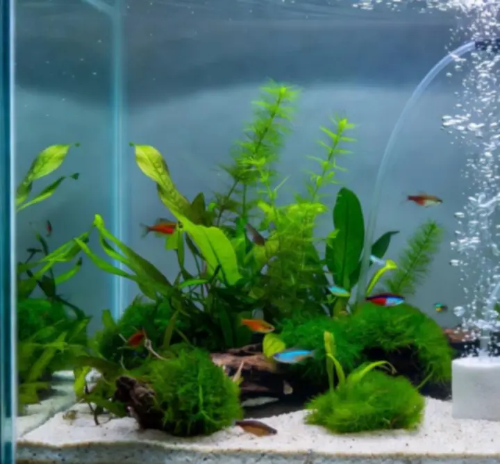 Pompka powietrza z dyfuzorem pracująca w akwarium