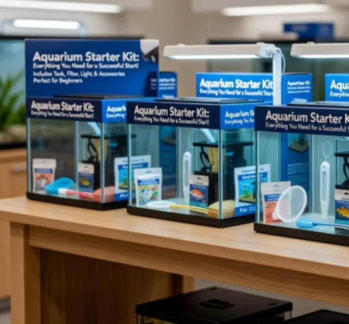 Kolekcja kompletnych zestawów akwariowych z filtracją i oświetleniem