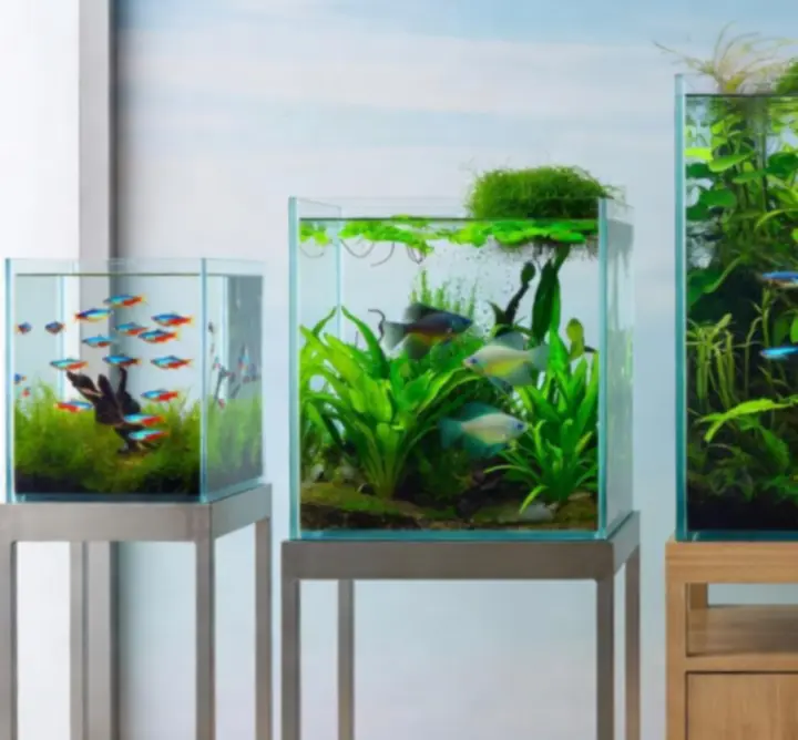 Zestaw polecanych akwariów i osprzętu w nowoczesnej aranżacji