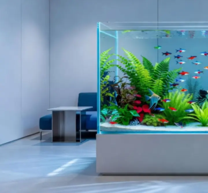 Nowoczesna aranżacja akwarium prezentowana w sklepie Tank Market PL